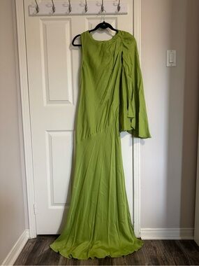 mango green one shoulder dress Green One Shoulder Sleeveless Maxi Dress - Women's Casual Sleeveless Maxi  Dress, Elegant Green - Black - Dresses main image 1